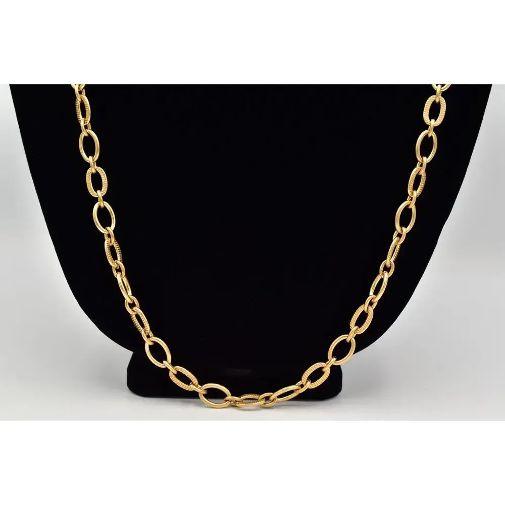 Brighton Chunky Station Necklace Brushed Gold Blue Crystal Contempo Belt BinBJ